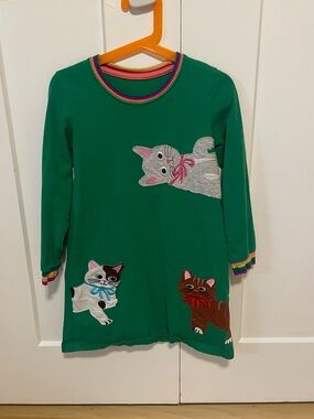 Kelly Green Kitten Appliqué Dress 4/5